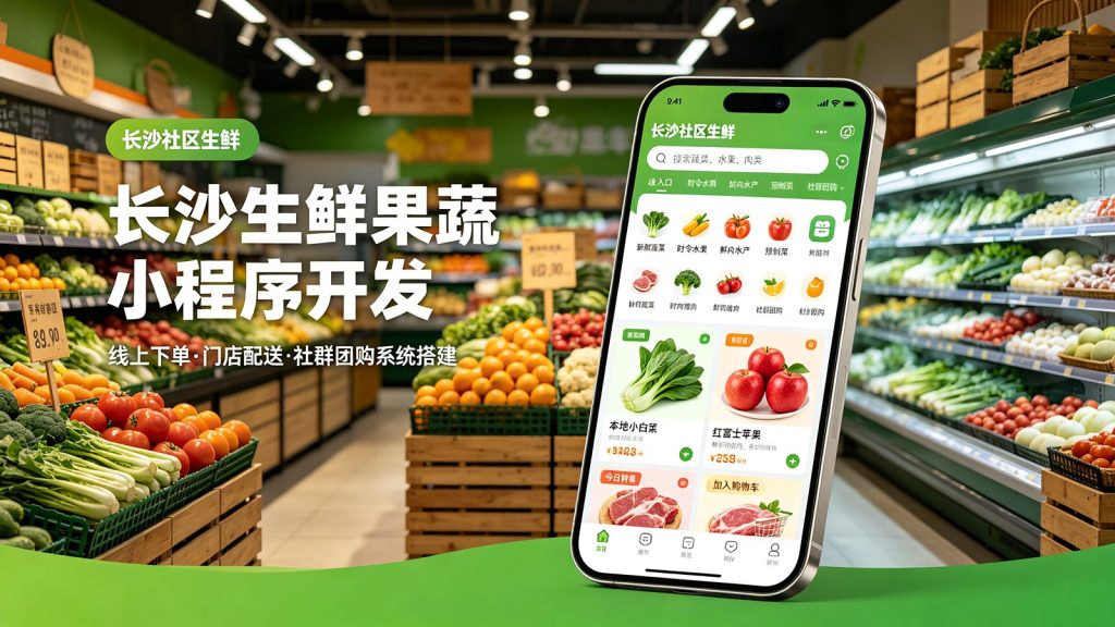 长沙本地生鲜配送小程序开发案例｜社区门店线上下单 + 同城配送系统搭建